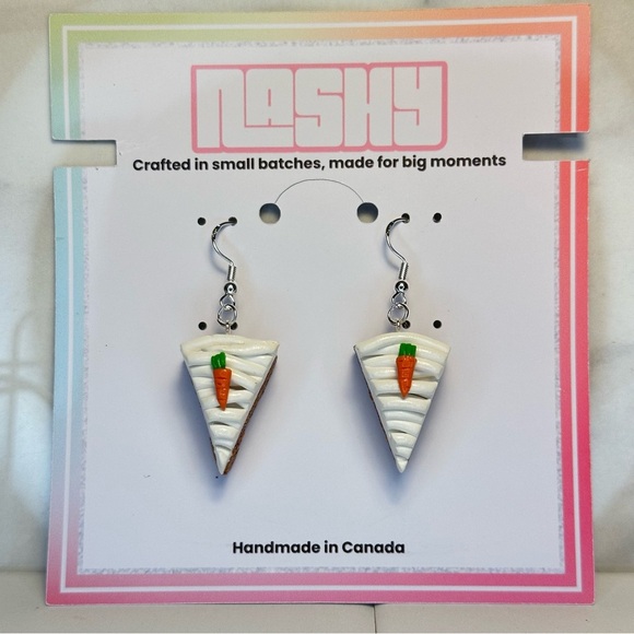 Carrot Cake Slices (Textured) - Handmade Earrings - Picture 4 of 7